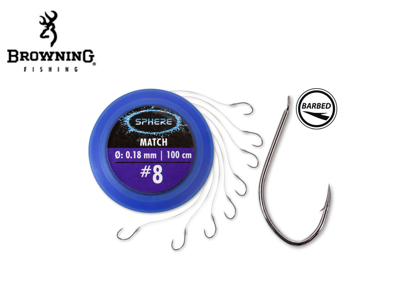 Browning Sphere Match Black Nickel Hooks (Hook: #16 , Leader(mm): 0.12, Length: 100cm, Pack: 8)
