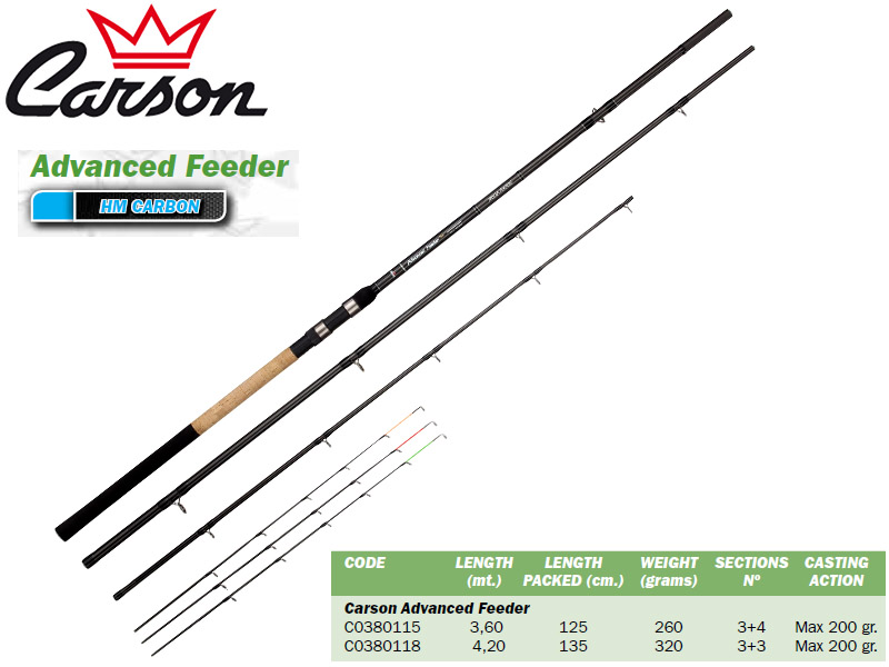 Carson Advanced Feeder Rods (3.60m, Action: Max 200gr)