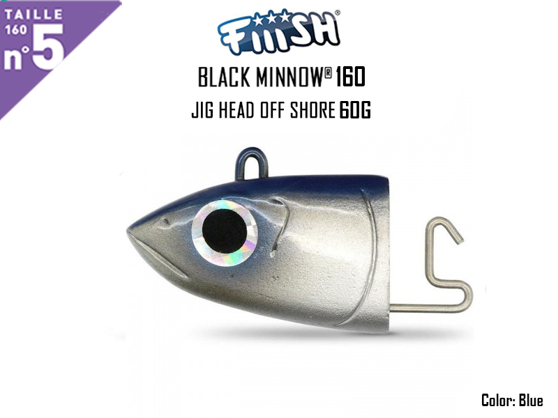 FIIISH Black Minnow 160 Jig Head Off Shore (Weight: 60gr, Color: Blue, Pack: 2pcs)