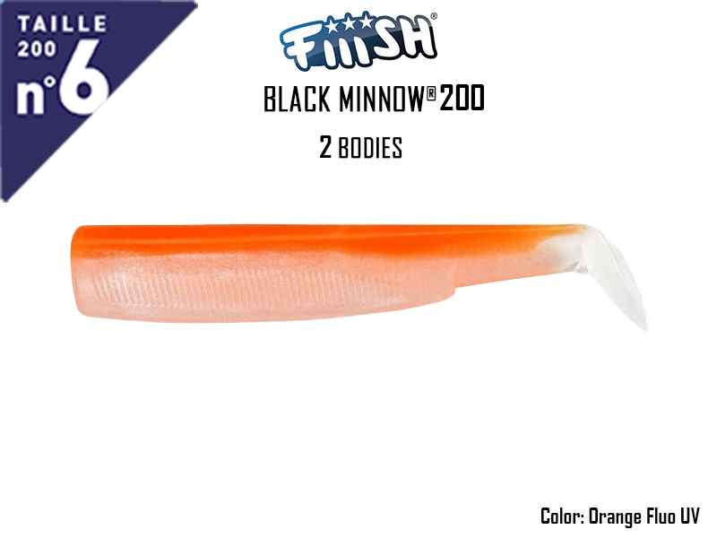 FIIISH Black Minnow 200 Bodies - 2 Bodies Pack ( Color: Orange Fluo UV, Pack: 2pcs)