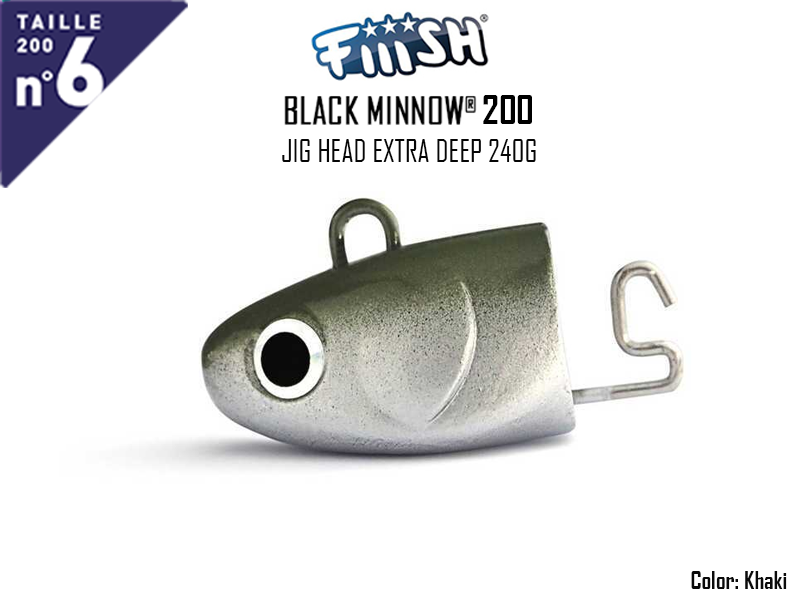 FIIISH Black Minnow 200 Jig Extra Deep (Weight: 240gr, Color: Khaki, Pack: 1 pc)