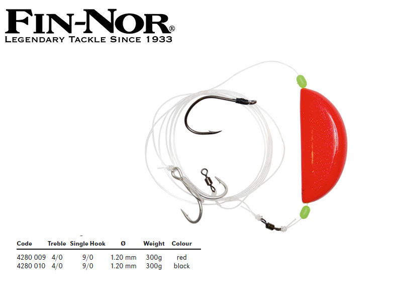 Fin-Nor Rainer Korn Halibut Lead Rig and Halibut Lead (Hook: 9/0, Treble:  4/0, Ø: 1.20mm, Weight: 300, Pack: 1) [FINN4280009] - €14.96 :  , Fishing Tackle Shop