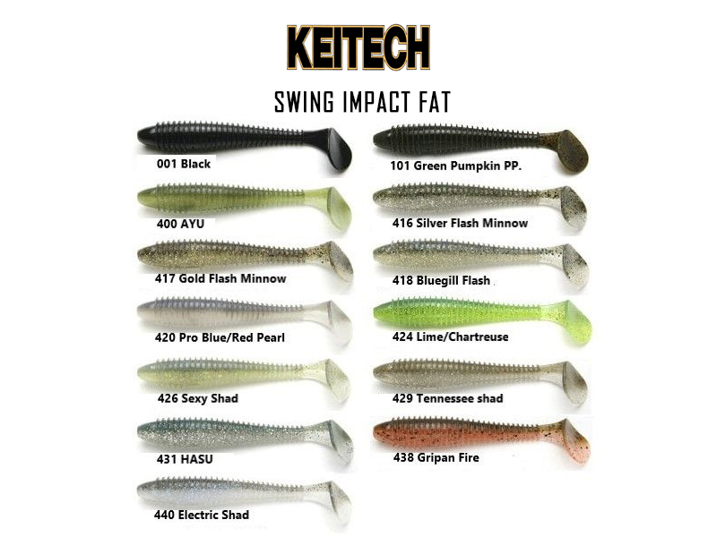 Keitech Impact Fat 4.3 (Length: 4.3, Color: #438 Green Pumpking, Pack:  6pcs) [KEITFAT-438] - €6.46 : Tackle4all.com, Fishing Tackle Shop