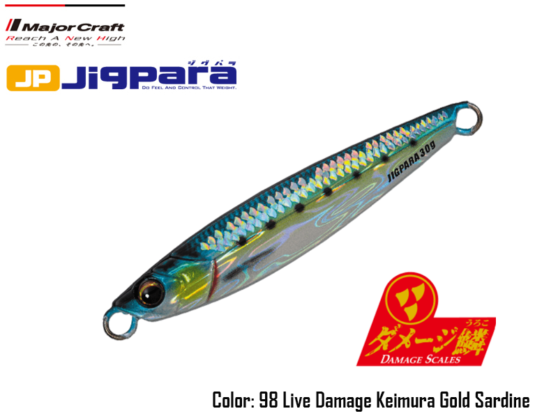 Major Craft Jigpara Short Live (Color: # 98 Live Damage Gold Sardine, Weight: 60gr)