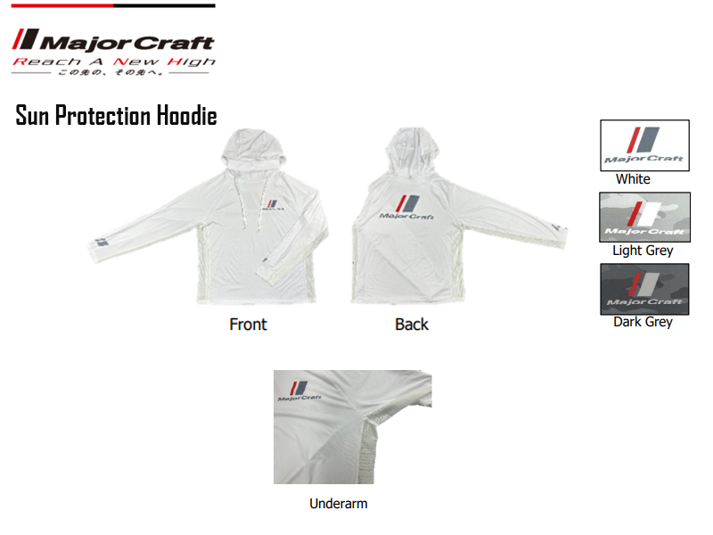 Major Craft Sun Protection Hoodie( Color: White, Size: 3L)  [MAJORMCW-HD23/WH-3L] - €46.35 : , Fishing Tackle Shop