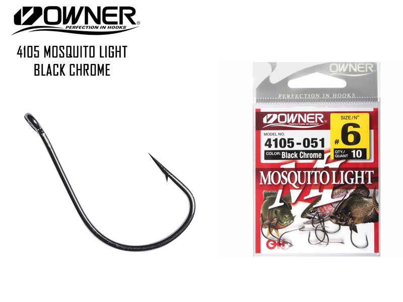 Owner Hook Pro-Pack Black Chrome Mosquito Hook Size:1/0 Qty:40