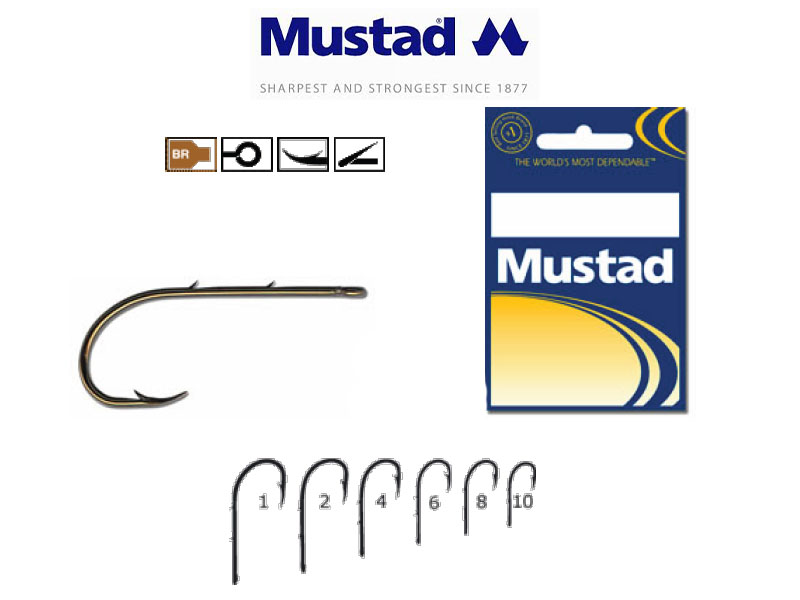 Mustad 92247-BR Baitholder Hooks (Size: 2, Pack: 10) Mustad 92247