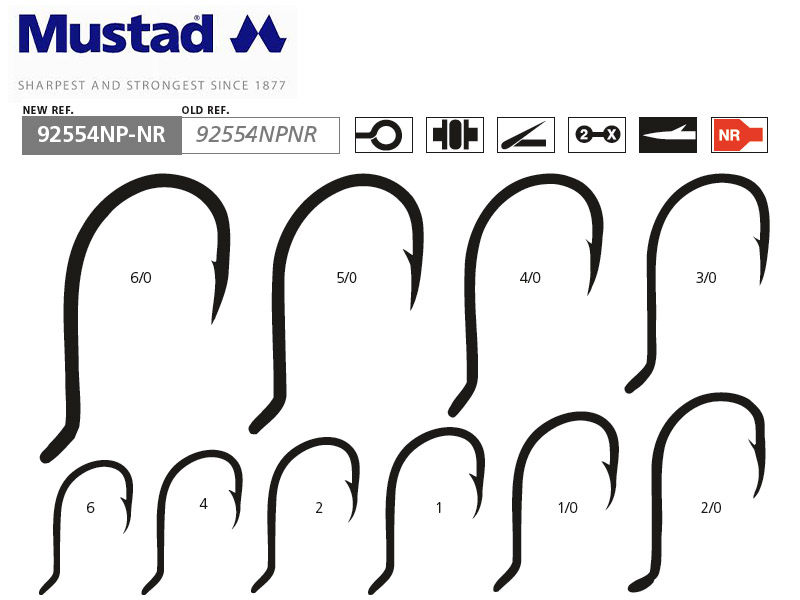 Mustad 92554NP-NR Big Red Hook (Size:4/0, Pack: 5) [MUST92554NP-NR