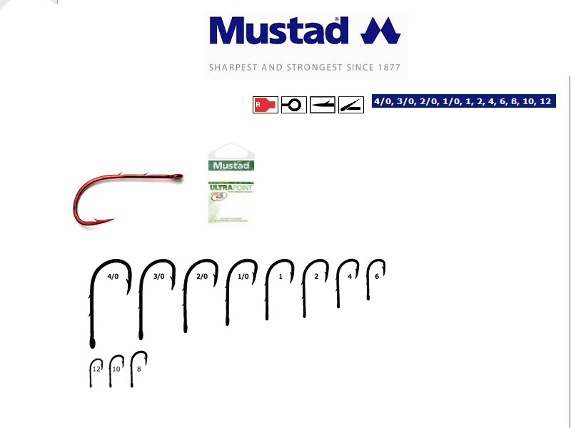 Mustad Red Baitholder Hooks (Size: 2, Pack: 15) [MUST92668NPNR:0373] -  €1.56 : , Fishing Tackle Shop