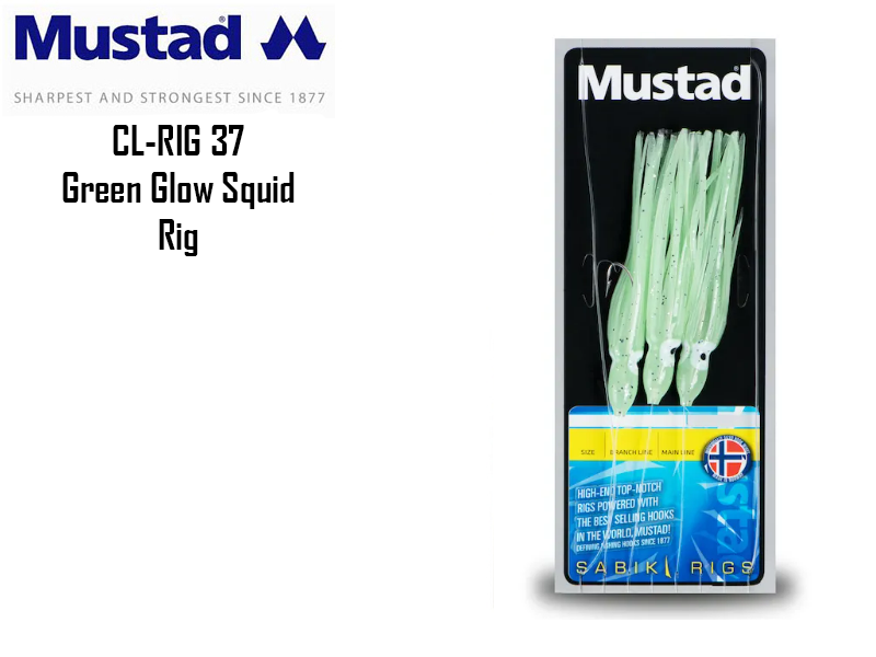 Mustad CL-RIG 37 Green Glow Squid Rig Size:3/0