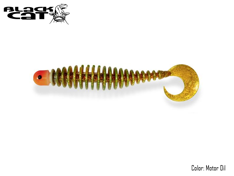 Black Cat Curly Worm (Size: 170mm, Color: Motor Oil, Pack: 1pc)