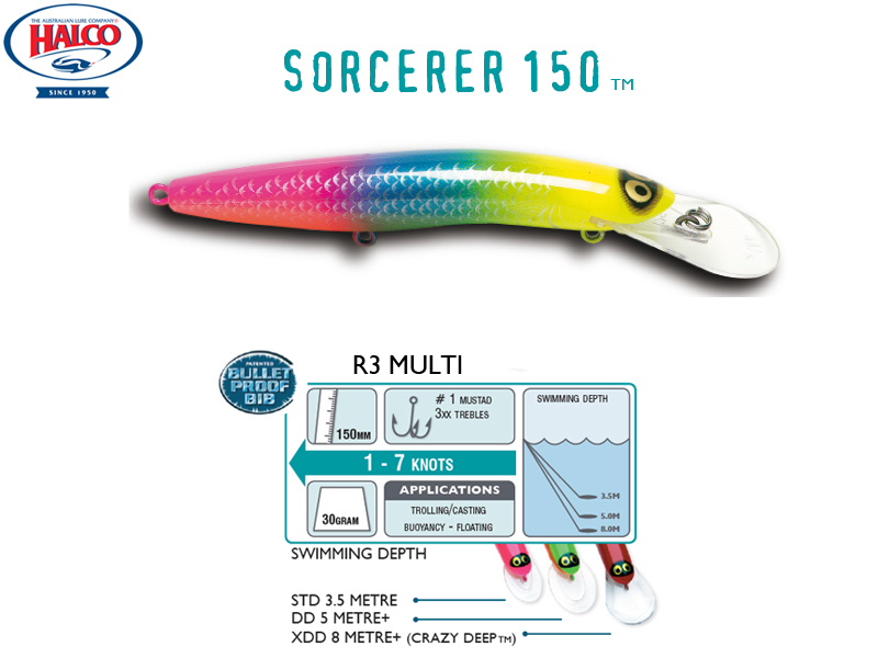 Details about   Halco Sorcerer 150 DD+STD fishing lures original range of colors 