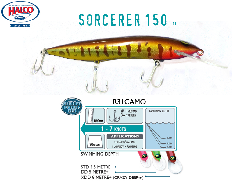 Halco Sorcerer 150DD (150mm, 30g, Color: #R3) - Click Image to Close