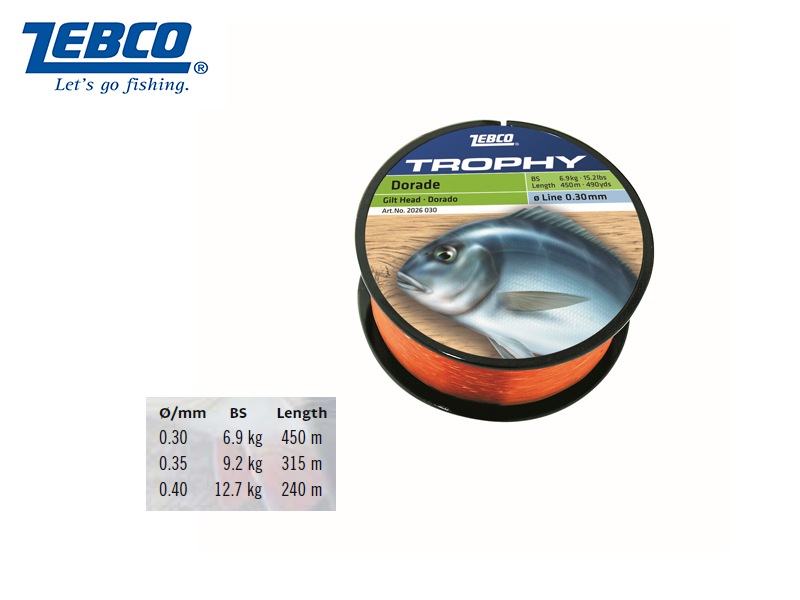Zebco Gilt Head Lines (Ø: 0.40mm, BS: 12.7kg, Length: 240m) [ZEBC2026040] -  €4.40 : , Fishing Tackle Shop