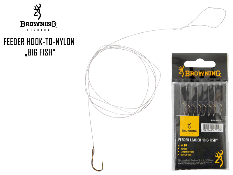 Browining Feeder hook-to-nylon „Big Fish“ (Size:12, Ø:0.18mm, Length:60cm)  [BROW4705012] - €2.00 : , Fishing Tackle Shop