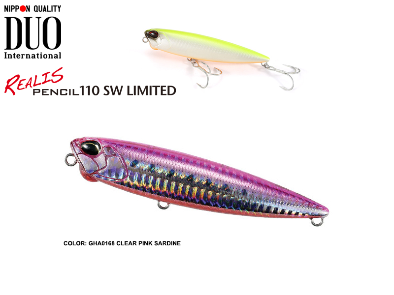 Duo Realis Pencil 110 SW Limited (Length: 110mm, Weight: 20.5gr, Color:  GHA0168 Clear Pink Sardine) [DUORPEN110-GHA0168] - €15.73 : ,  Fishing Tackle Shop
