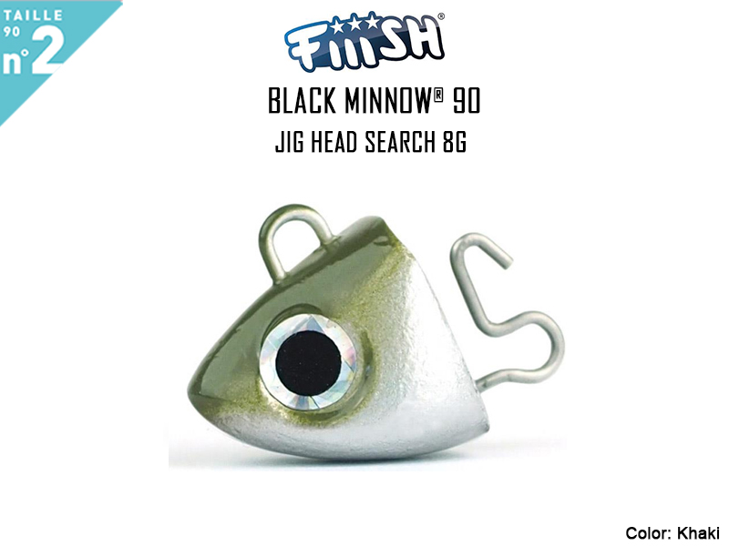 FIIISH Black Minnow 90 Jig Head Search (Weight: 8gr, Color: Khaki, Pack: 2pcs)