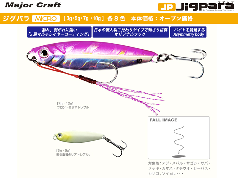 6727 Major Craft Metall Jig Jigpara JPM-10 Gramm Glow Pink 18 