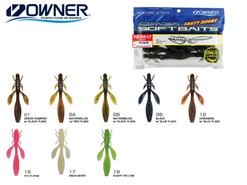 Owner Yuki Bug Worm YB-110 (110mm, 4.3”, Colour:01) [MSO5595:11307] - €4.76  : , Fishing Tackle Shop