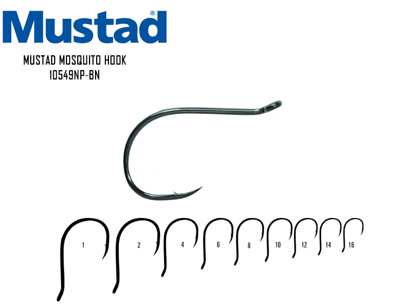 Mustad Mosquito Hook 10549NP-BN (Size: 1, Pack: 10pcs