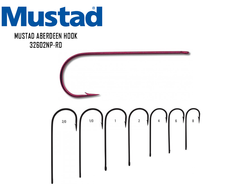Mustad Aberdeen Hook 32602NP-RD (Size: 4, Pack: 10pcs
