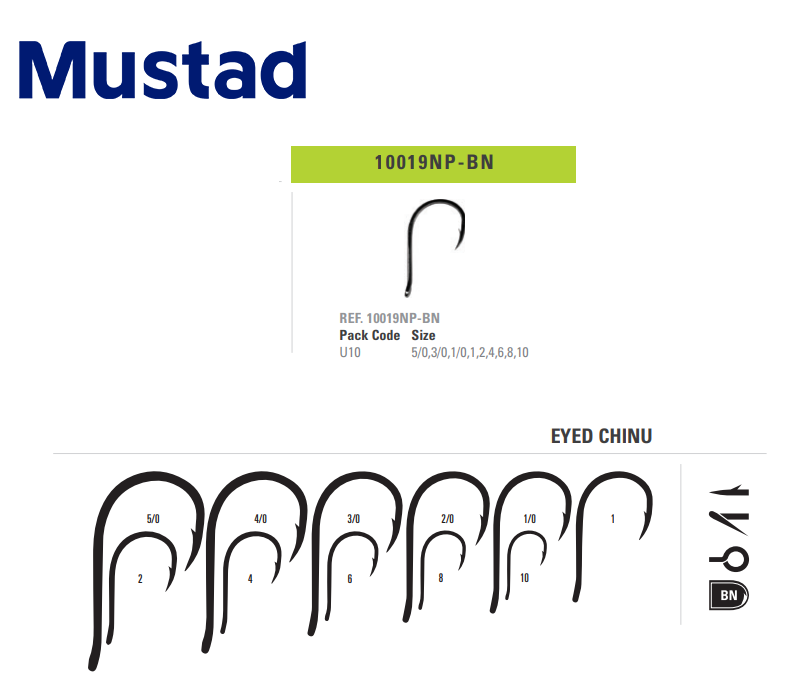 Mustad 10019NP-BN Eyed Chinu (Size: 8, Pack: 10pcs) [MUST10019NP-BN-8-U10]  - €1.37 : , Fishing Tackle Shop