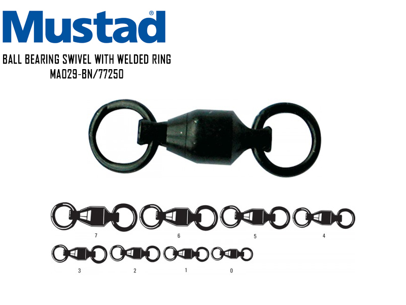 Mustad Ball Bearing Swivel With Welded Ring MA-029 (Size: 1
