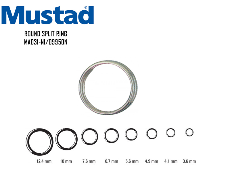 Mustad Round Split MA-031-NI (Size: 6.7mm, Breaking Strength: 24kg
