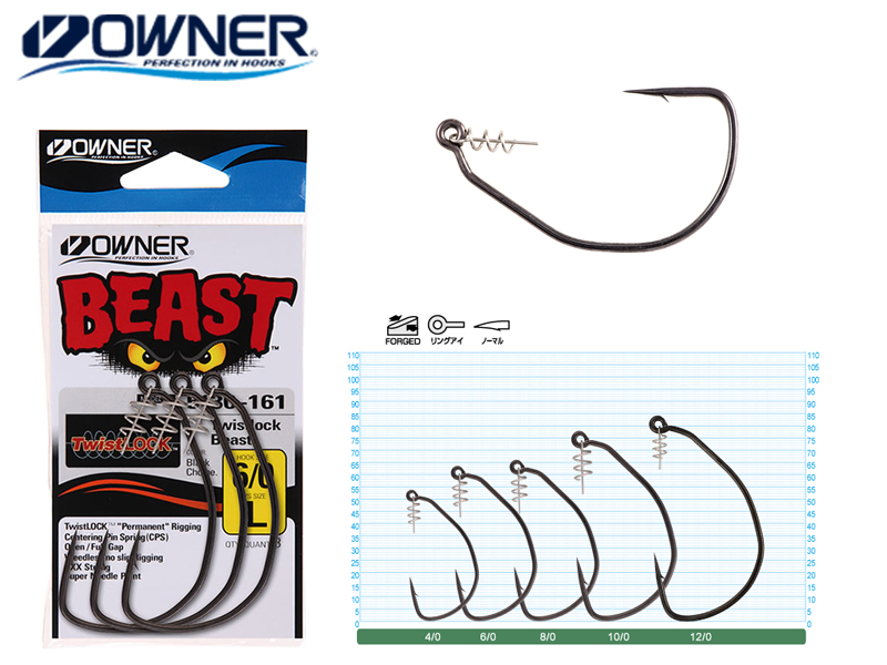 Owner Twistlock Beast Hook (Size: 6/0, Pack: 3pcs) [MSO5130/6/0] - €5.56 :  , Fishing Tackle Shop