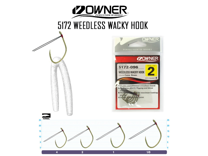 Owner 5172 Weedless Softbait Hook (Size:2, Pack:4pcs) [MSO5172