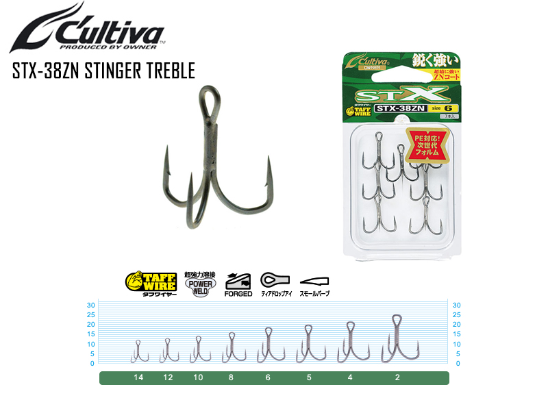 Owner STX-58 Stinger Treble Extra Treble Hook Size 2/0 9307 
