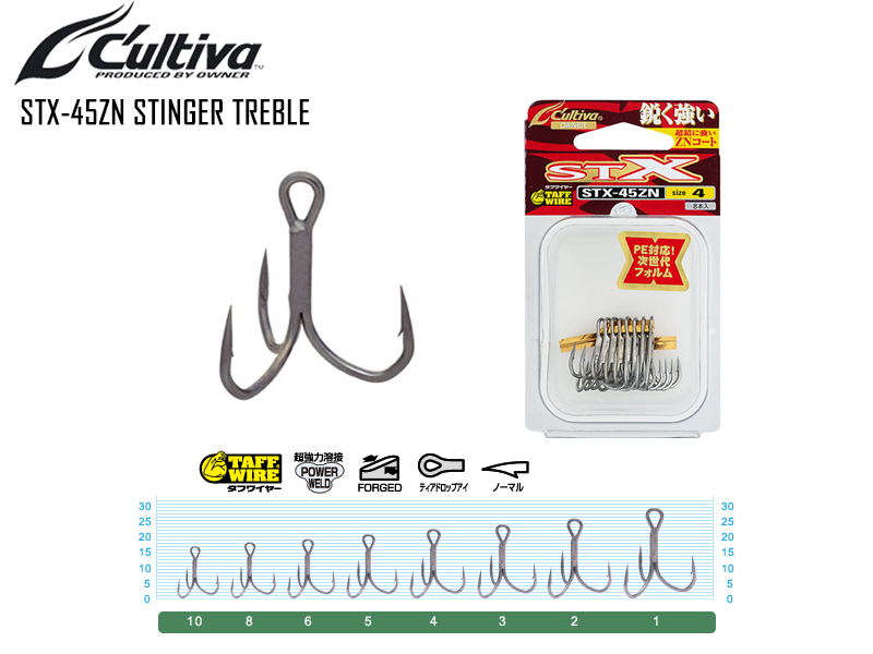 Owner STX-45ZN Stinger Treble Hooks (Size: 2, Qty: 7pcs) [MSOSTX-45ZN/2] -  €6.35 : , Fishing Tackle Shop