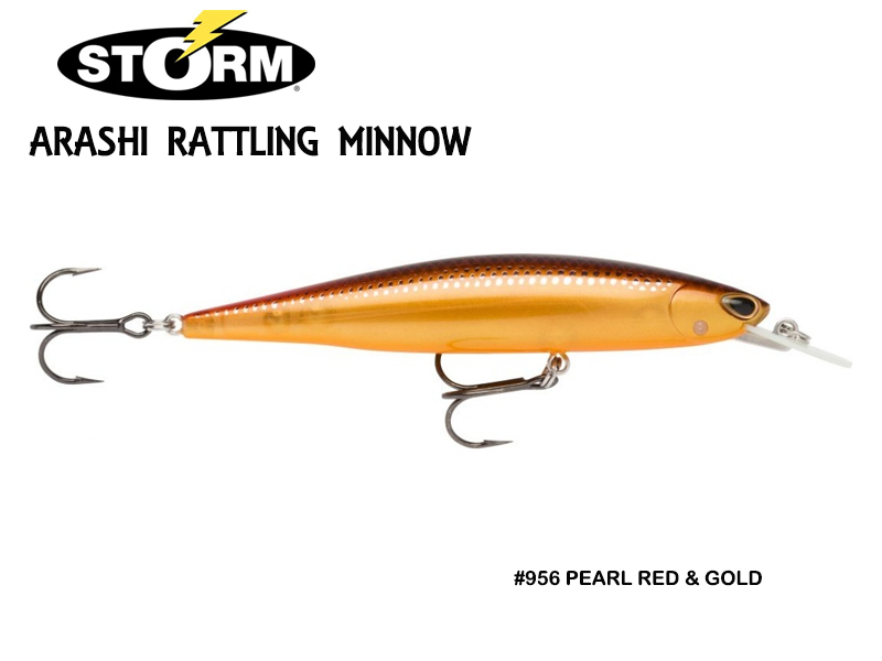Storm Arashi Rattling Minnow ARM11 (Length: 11cm, Weight: 17gr, Color: #956 Pearl Red & Gold)