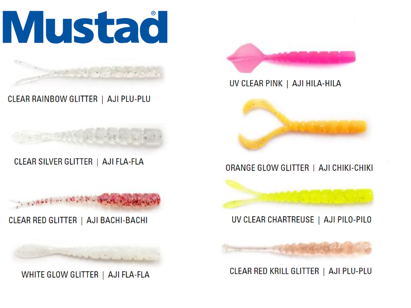 Mustad Aji Worm HILA-HILA (Colour: Clear Rainbow Glitter)
