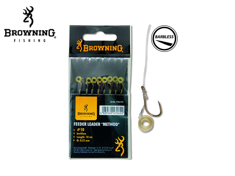 Browning Method Feeder With Pellet Band (Hook: #10 , Leader(mm): 0.22, Length: 10cm, Pack: 8)