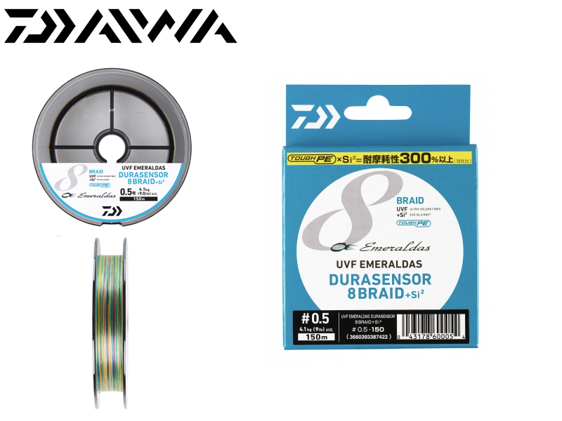 Daiwa Emeraldas Durasensor 8 Braid +Si² ( Length: 150mt, PE: 0.5, Color: Multicolor)