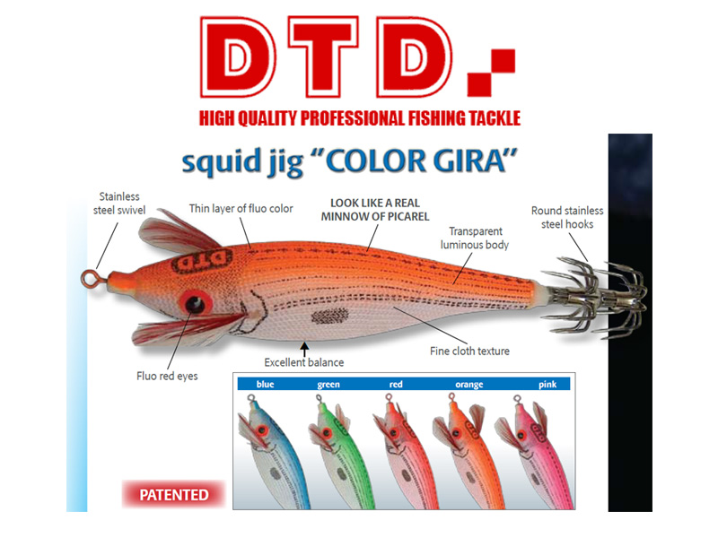 DTD Squid Jig Color Gira (Size: 3.0, Colour: Red)