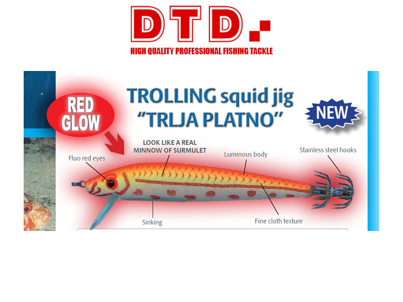 DTD Trolling Squid Jig Trlja Platno (Size:90mm, Colour: Natural Surmulet)