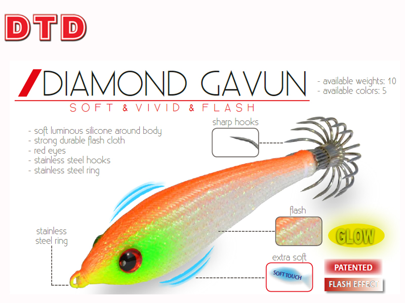 DTD Squid Jigs Diamond Gavun (Size: 90mm, Weight: 70gr, Color: Orange)