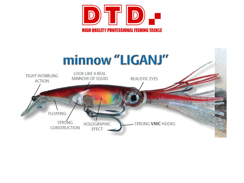 DTD Minnow Liganj (Length: 125mm, Colour: Red)