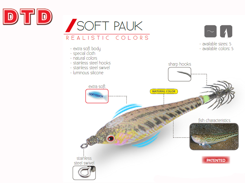 DTD Squid Jigs Soft Pauk (Size: 2.5, Color: Natural Weever)