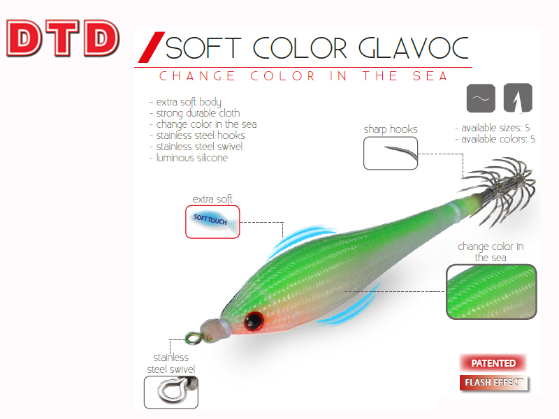 DTD Squid Jigs Soft Color Glavoc (Size: 1.5, Color: Orange)