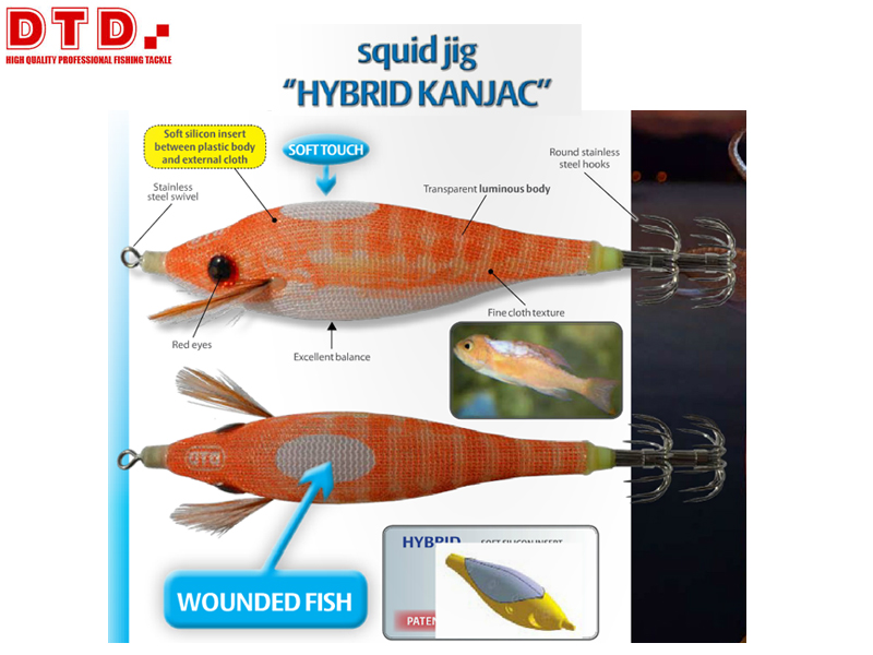 DTD Squid Jig Hybrid Kanjac (Size: 1.5, Colour: Orange)