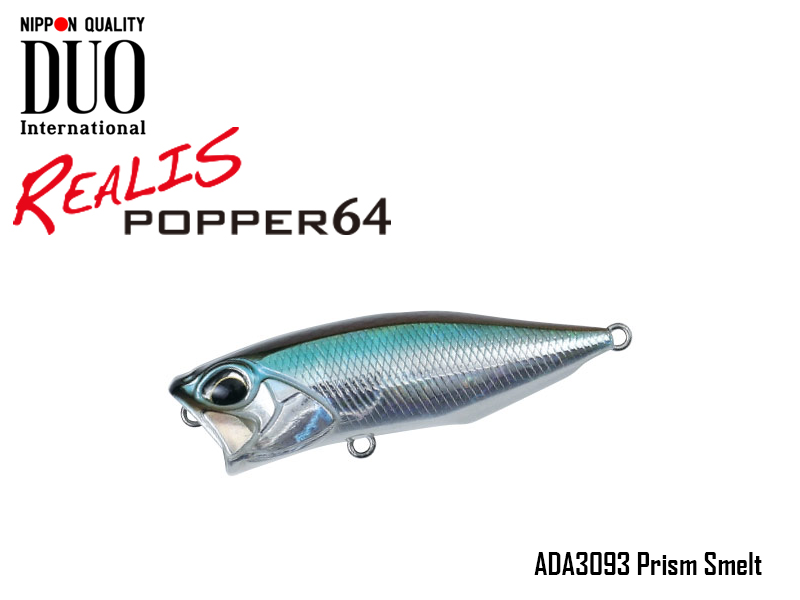 DUO Realis Popper 64 Lures (Length: 64mm, Weight: 9.0g, Model: ADA3093 Prism Smelt)