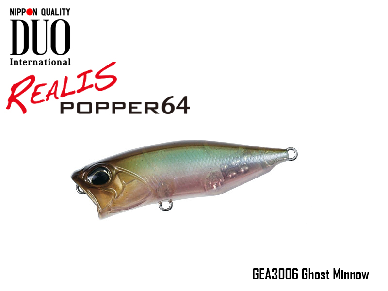 DUO Realis Popper 64 Lures (Length: 64mm, Weight: 9.0g, Model: GEA3006 Ghost Minnow)