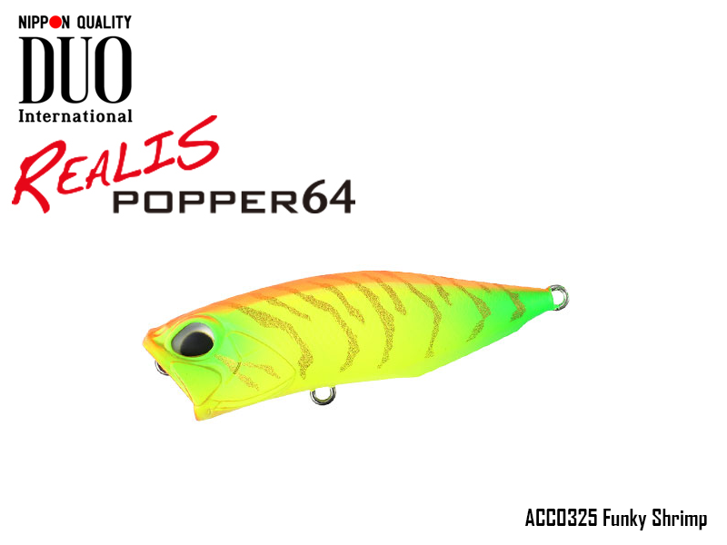 DUO Realis Popper 64 Lures (Length: 64mm, Weight: 9.0g, Model: ACC0325 Funky Shrimp)