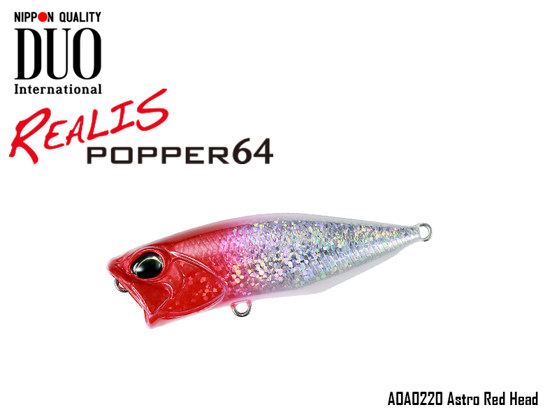 DUO Realis Popper 64 Lures (Length: 64mm, Weight: 9.0g, Model: AOA0220 Astro Red Head)