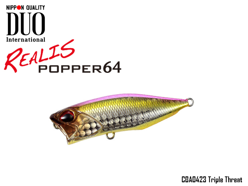 DUO Realis Popper 64 Lures (Length: 64mm, Weight: 9.0g, Model: CBA0423 Triple Threat)