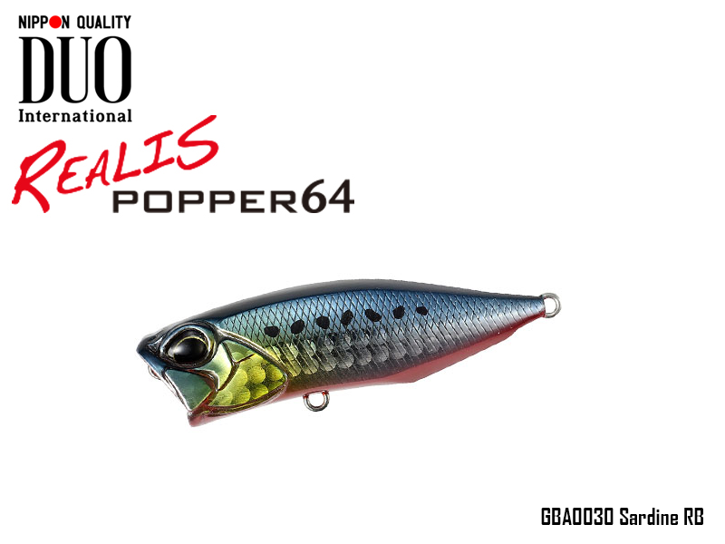 DUO Realis Popper 64 Lures (Length: 64mm, Weight: 9.0g, Model: GBA0030 Sardine RB)