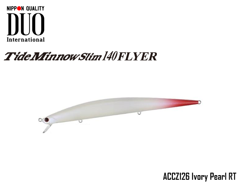 DUO Slim Tide Minnow 140 Flyer Lures (Length: 140mm, Weight: 21g, Model: ACCZ126 Ivory Pearl RT)
